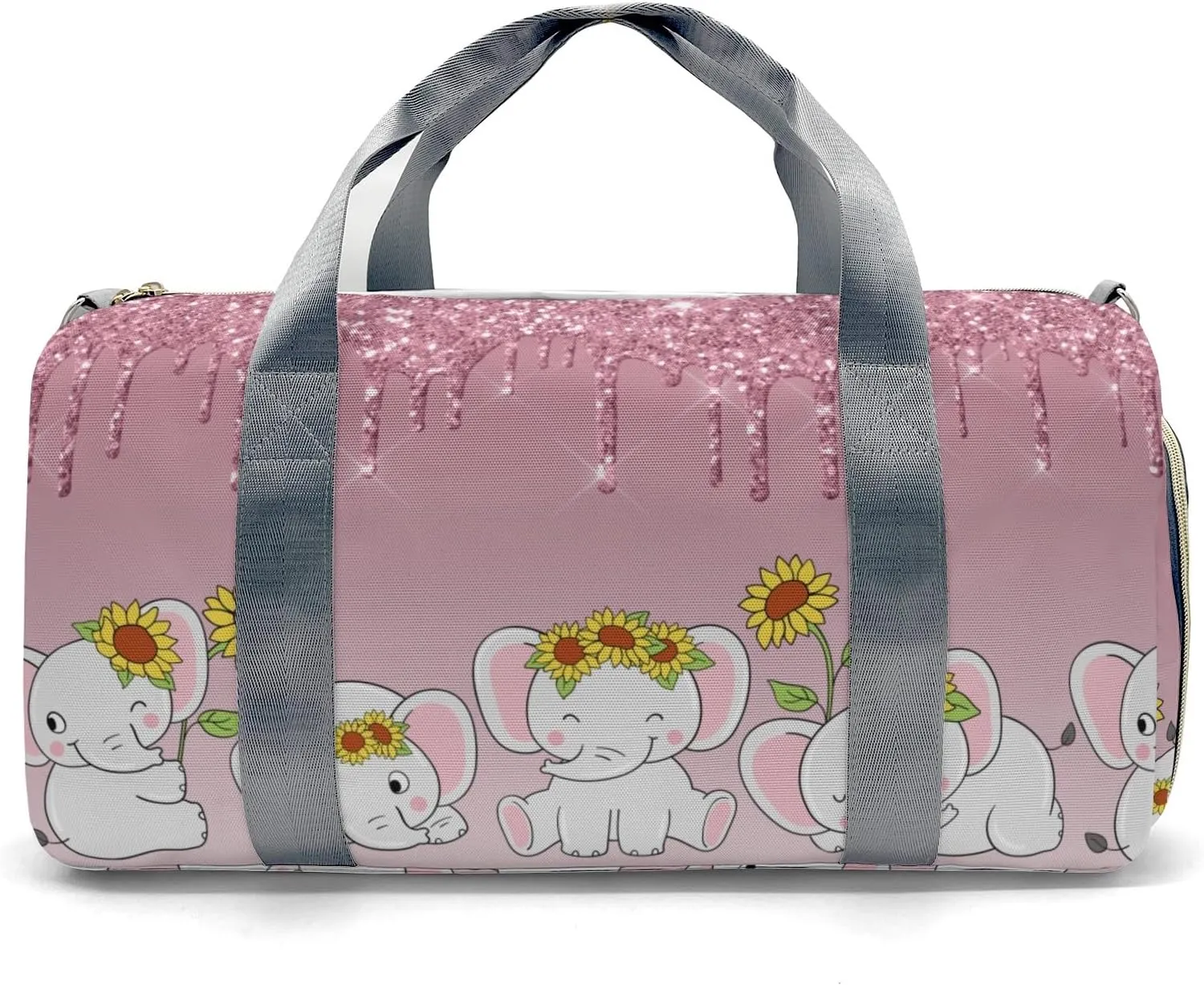 Personalized Duffel Bag Dripping Rose Glitter Elephant Sunflower Function Meets Fashion: Travel Bags for Fitness Journey
