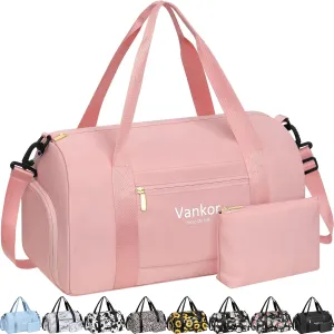 Pink Large 20 Inch Multi-Purpose Gym Bag with Shoe Compartment, Water Resistant, Polyester