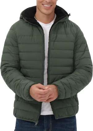 Pioneer Camp Men's Winter Puffer Jacket Sherpa Lined Hooded Water Resistant Midweight Warm Insulated Quilted Down Coat Parka