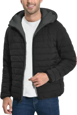 Pioneer Camp Men's Winter Puffer Jacket Sherpa Lined Hooded Water Resistant Midweight Warm Insulated Quilted Down Coat Parka