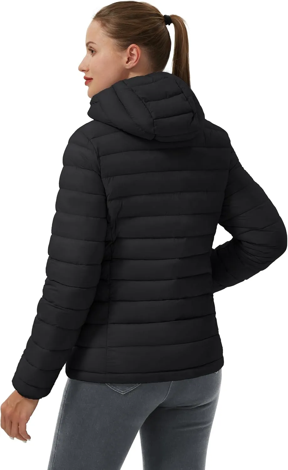 Pioneer Camp Women's Packable Puffer Jacket Winter Light Weight Water-Repellent Quilted Coat with Hood