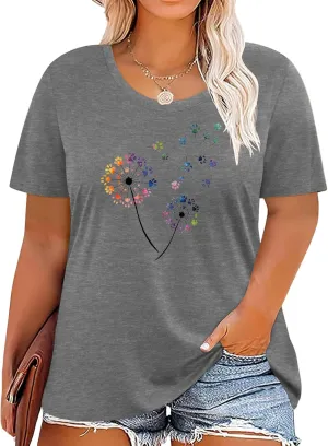 Plus Size Tshirts for Women Graphic Tees Summer Casual Tops Loose Cute Trendy Clothes Tee Shirt