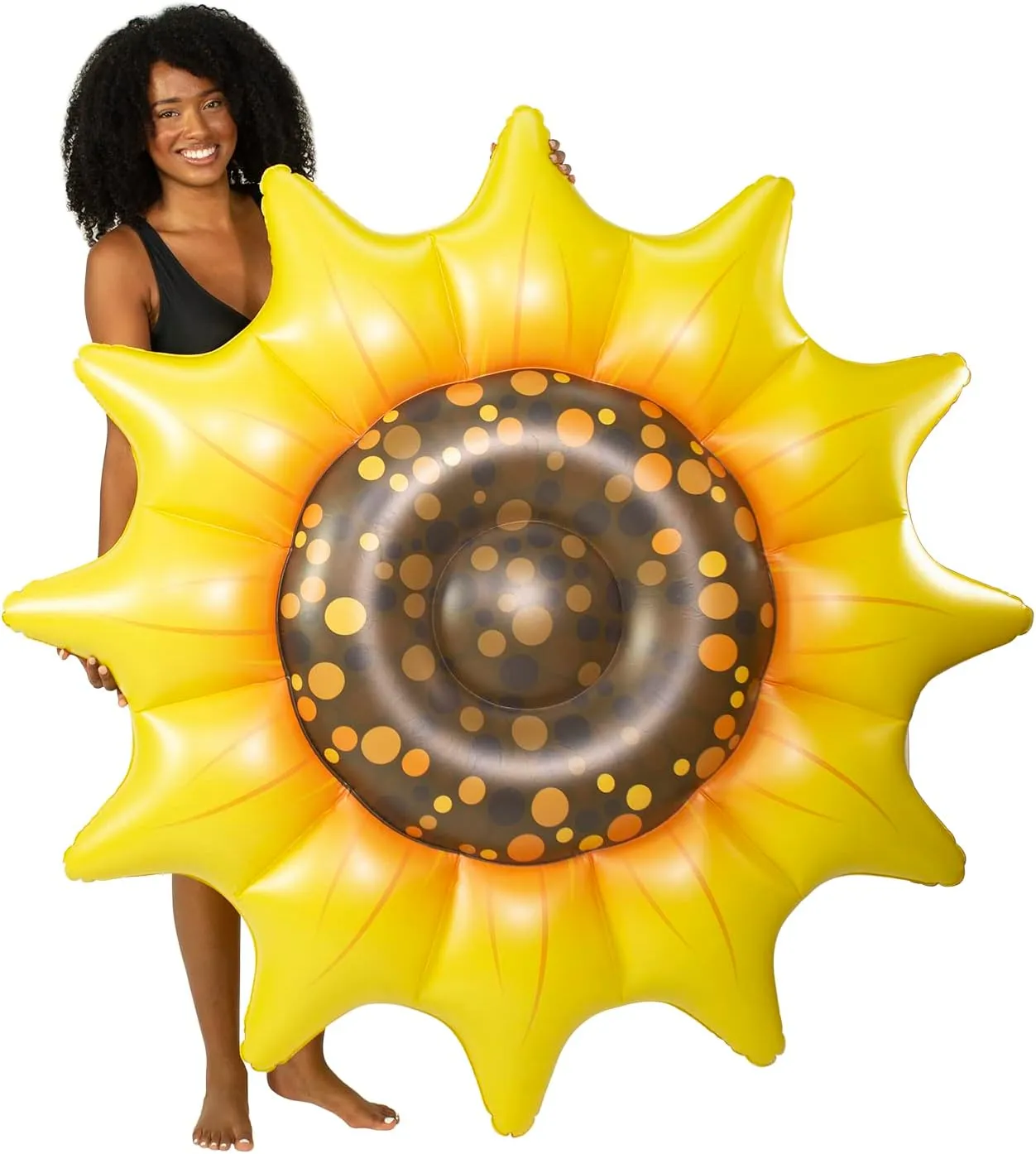 PoolCandy Giant Inflatable Sunflower Island Pool Float - Perfect for Parties and Relaxation. The Ultimate Swimming Pool Float.