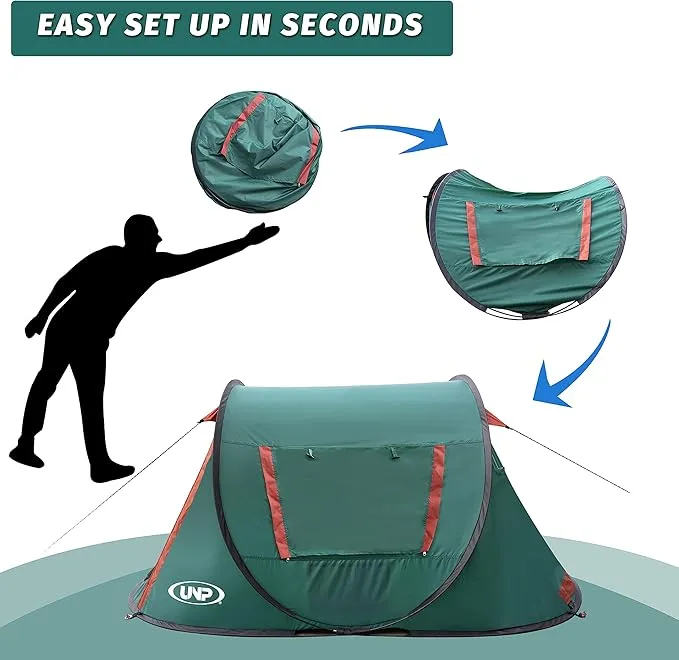 Pop-up Tent,2 Person Camping Tent,Instant Portable Beach Tent,Easy Pop Up Shade Tents 2 Doors for Camping Hiking & Traveling with Carrying Bag
