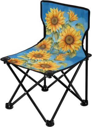Portable Camping Folding Chairs Foldable Chair Small Sunflower Blue Lightweight Backpacking Outdoor Outside Fishing
