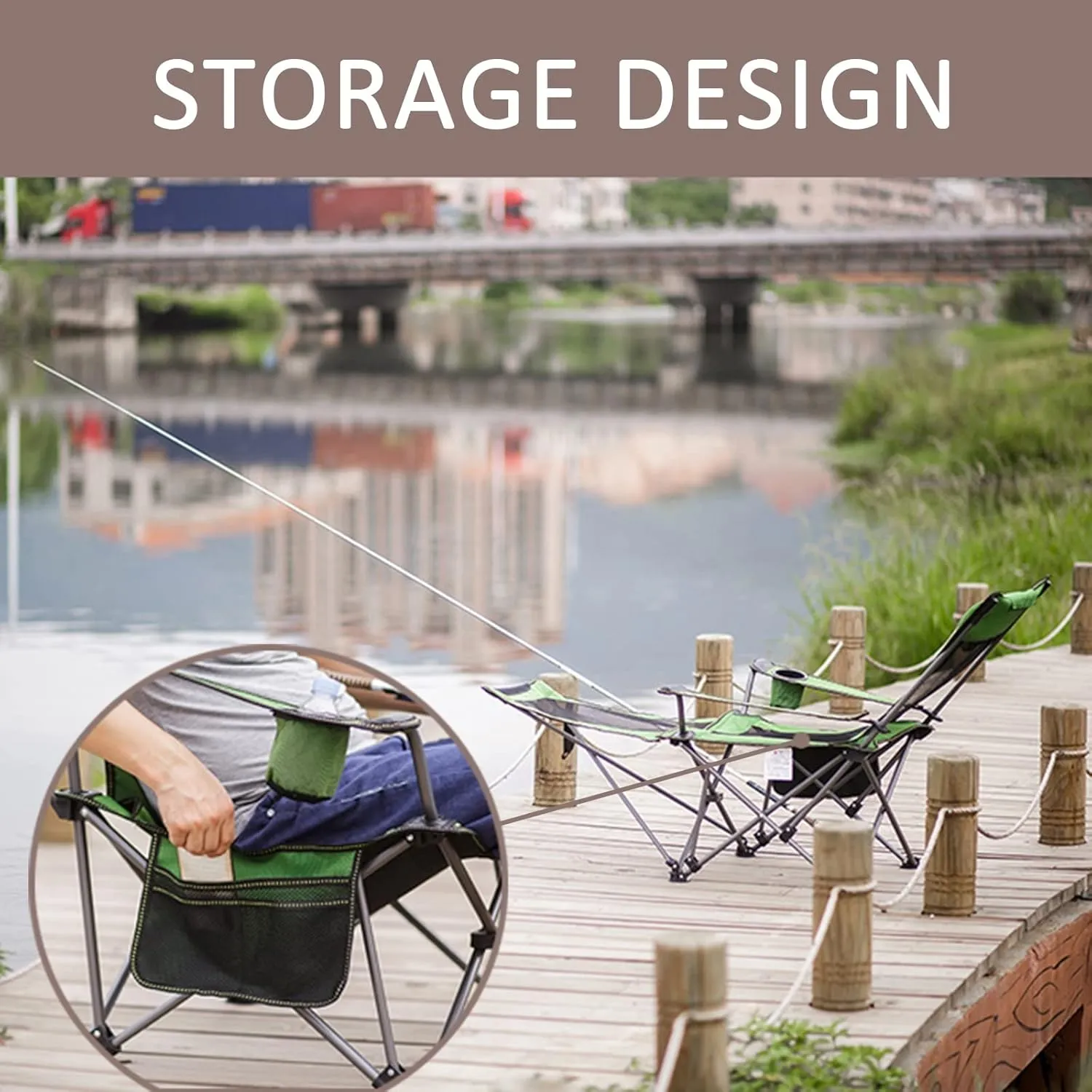 Portable Chairs for Adults 120kg Beach Chairs High Off Ground Reclining, Folding Camping Chair with Carrying Bag,D
