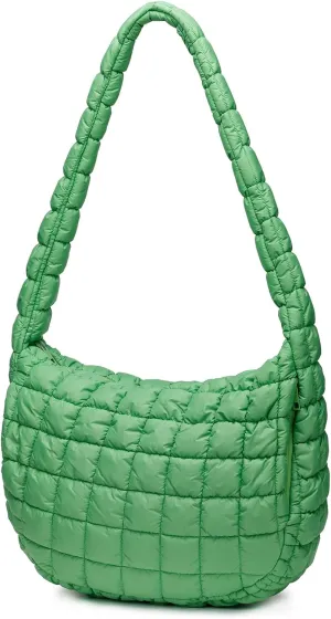 Puffer Bag for Women,Large Lightweight Quilted Tote Bag for Women Puffy Hobo Crossbody Handbags with Padding,Zip Pockets