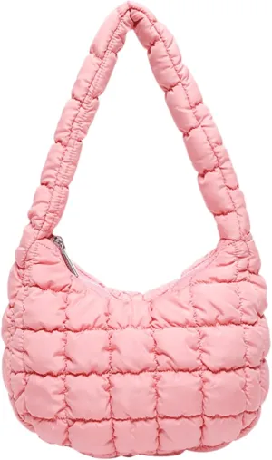 Puffer Quilted Shoulder Bag for Women Handbag Puffy Hobo Nylon Padded Tote Bag Soft Purse Lightweight