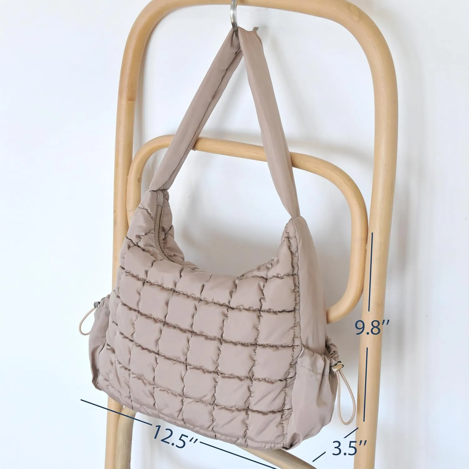 Puffer Quilted Shoulder Bag for Women Hobo Handbag Lightweight Purse
