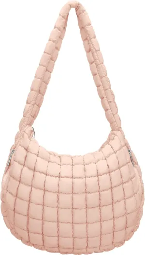 Puffer Tote Bag For Women Quilted Crossbody Bag, Lightweight Puffy Purse Large Hobo Puff Shoulder Handbags