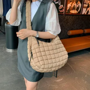 Puffer Tote Bag for Women,Large Quilted Tote Bag Quilted Carryall Bag Soft Puffy Crossbody Bag Hobo Handbags