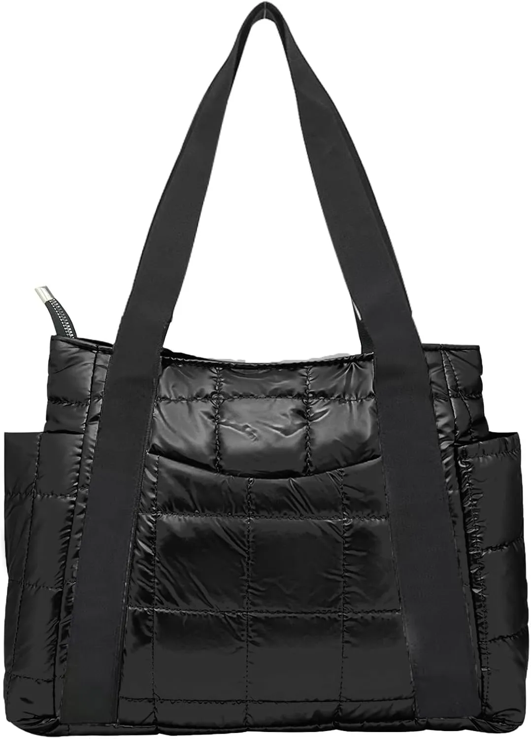 Puffer Tote Bag, Quilted Puffy Crossbody Bag, Top-Handle Shoulder Bags Nylon Travel Handbags with water bottle pocket