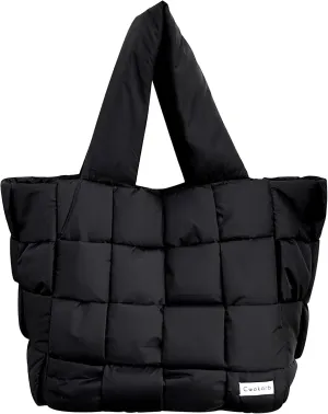 Puffer Tote Bag Quilted Tote Bags for Women Lightweight Down Handbag Large Puffy Tote Bag,Purse for Work Travel Shop