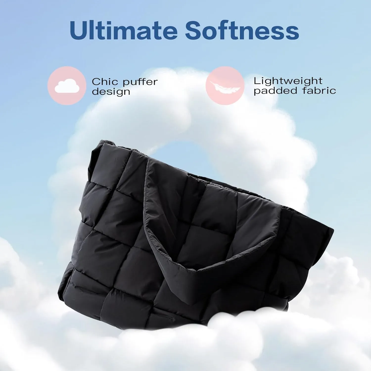 Puffer Tote Bag Quilted Tote Bags for Women Lightweight Down Handbag Large Puffy Tote Bag,Purse for Work Travel Shop