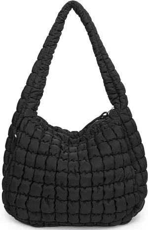 Puffer Tote, Quilted Puffer Hobo Bag, Lightweight Puffy Quilted Shoulder Bag for Work, Gym, Travel