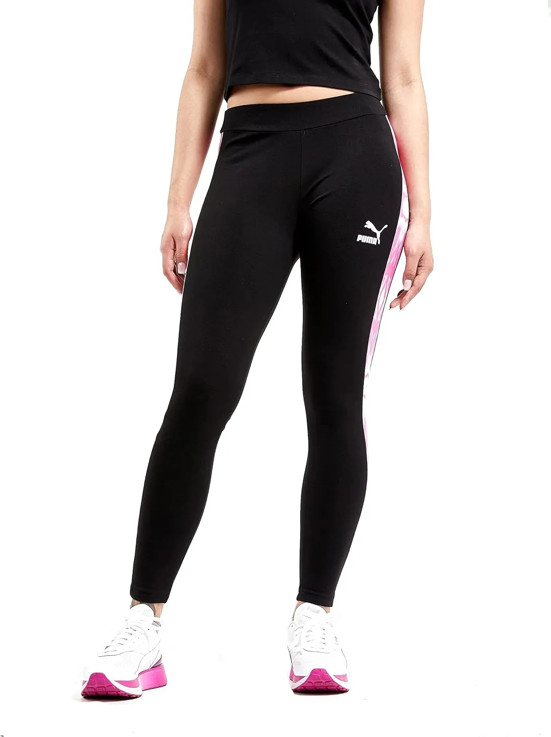 PUMA Women's High Waist Marble Printed 7/8 Women's Training Leggings, Puma Black, X-Large