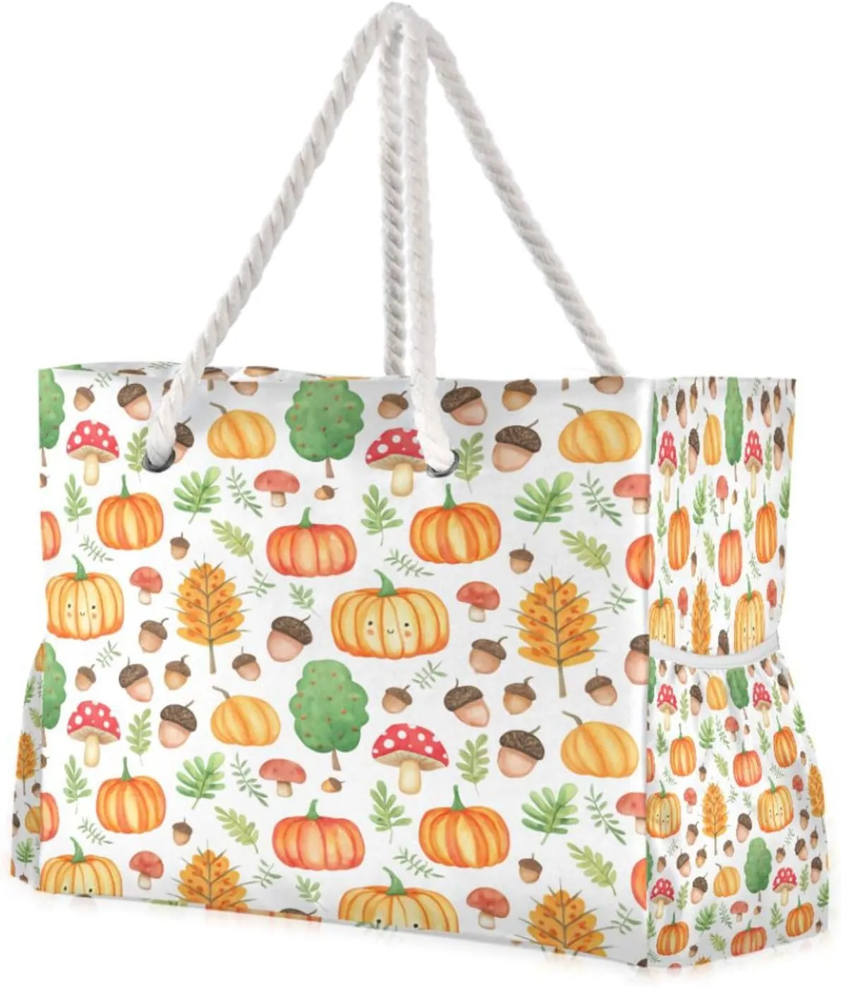 Pumpkin & Pine Nuts Beach Tote Bag for Women Large Pool Bags Carry On Bag With Wet Compartment for Beach Travel with Pocket Zipper Outdoor Tote Bag