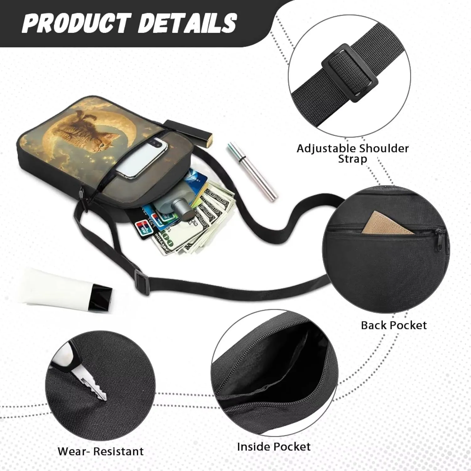 Purses for Women Crossbody Bag Small Messenger Bag with Adjustable Shoulder Strap Cute Cellphone Purse for Work