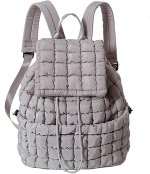 Quilted Backpack for Women - Lightweight Puffer Quilted Travel Backpack, Puffer Travel Bag for Casual Daypack (Gray)