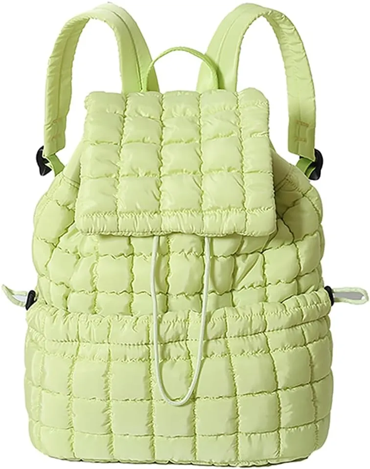 Quilted Backpack for Women - Lightweight Puffer Quilted Travel Backpack, Puffer Travel Bag for Casual Daypack (Green)