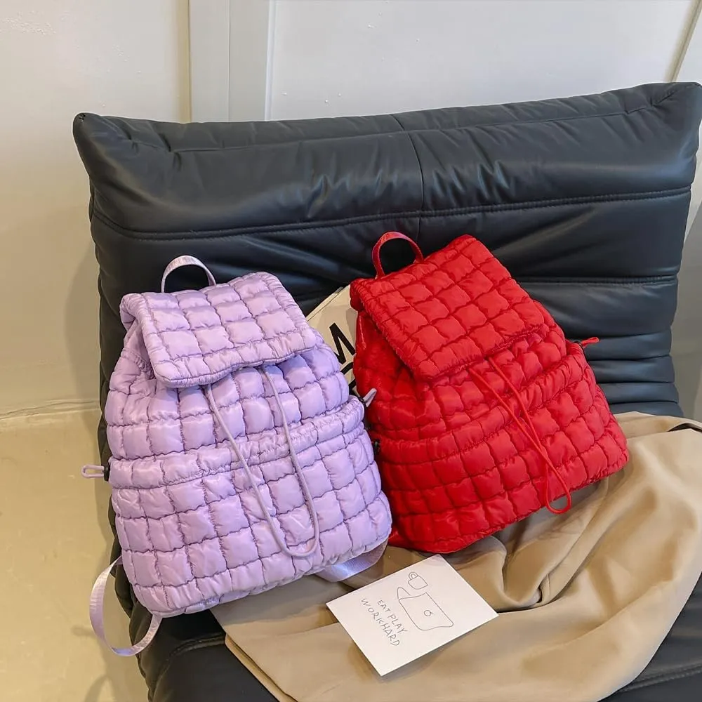 Quilted Backpack for Women - Lightweight Puffer Quilted Travel Backpack, Puffer Travel Bag for Casual Daypack (purple)