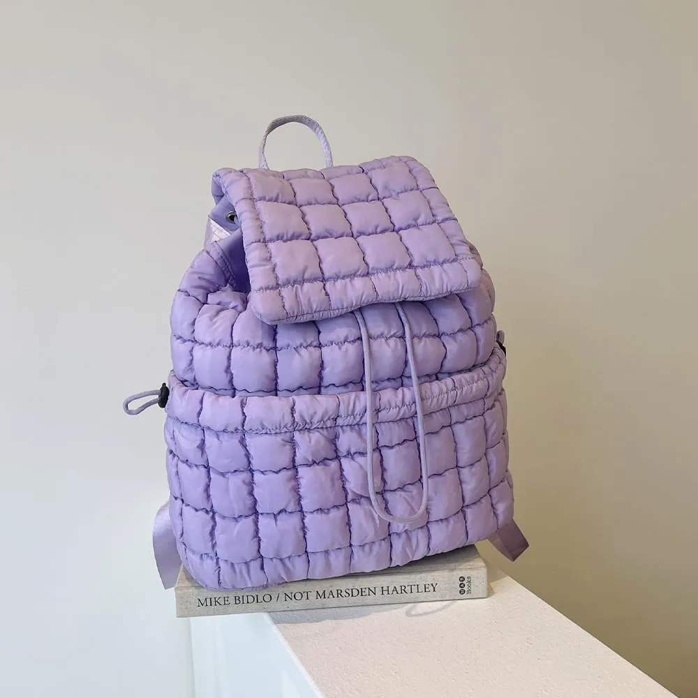 Quilted Backpack for Women - Lightweight Puffer Quilted Travel Backpack, Puffer Travel Bag for Casual Daypack (purple)