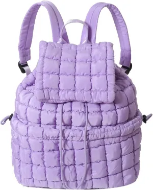 Quilted Backpack for Women - Lightweight Puffer Quilted Travel Backpack, Puffer Travel Bag for Casual Daypack (purple)