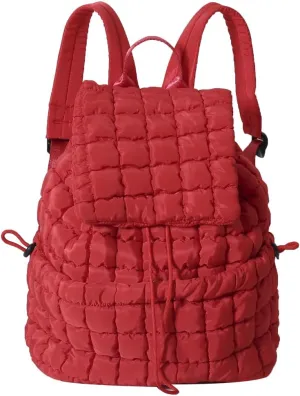 Quilted Backpack for Women - Lightweight Puffer Quilted Travel Backpack, Puffer Travel Bag for Casual Daypack (Red)