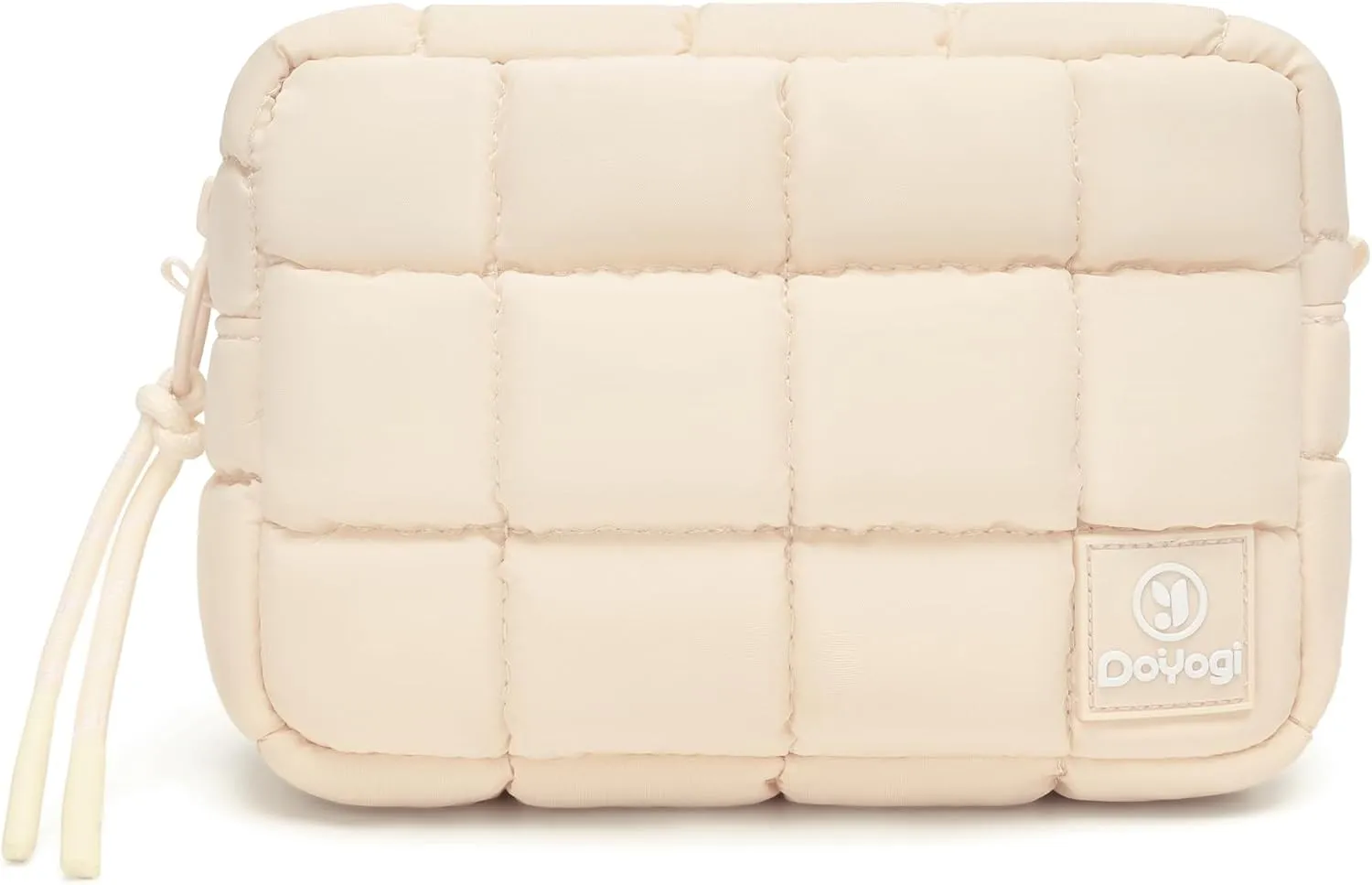 Quilted Cosmetic Bag, Puffer Makeup Bags, Crossbody Purses for women,Cute Travel Toiletry Bag for Women (Beige)