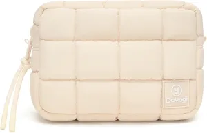 Quilted Cosmetic Bag, Puffer Makeup Bags, Crossbody Purses for women,Cute Travel Toiletry Bag for Women (Beige)