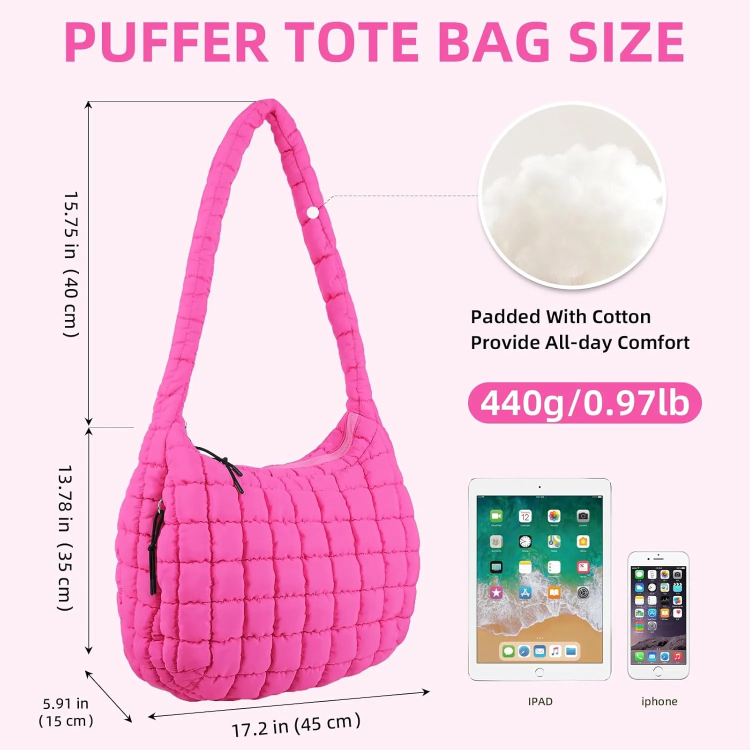 Quilted Puffer Tote Bag for Women Large Quilted Crossbody Hobo Bags Puffy Purse Carryall Bag Nylon Shoulder Handbag