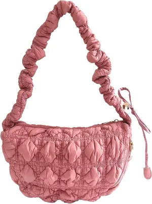 Quilted Small Bag,Adjustable Shoulder Strap Puffer Crescent Crossbody Bags Lightweight Hobo Handbag Puff Purse