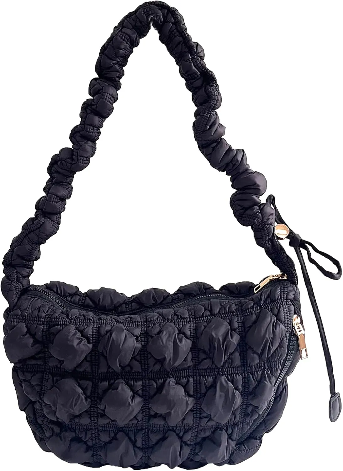 Quilted Small Bag,Adjustable Shoulder Strap Puffer Crescent Crossbody Bags Lightweight Hobo Handbag Puff Purse