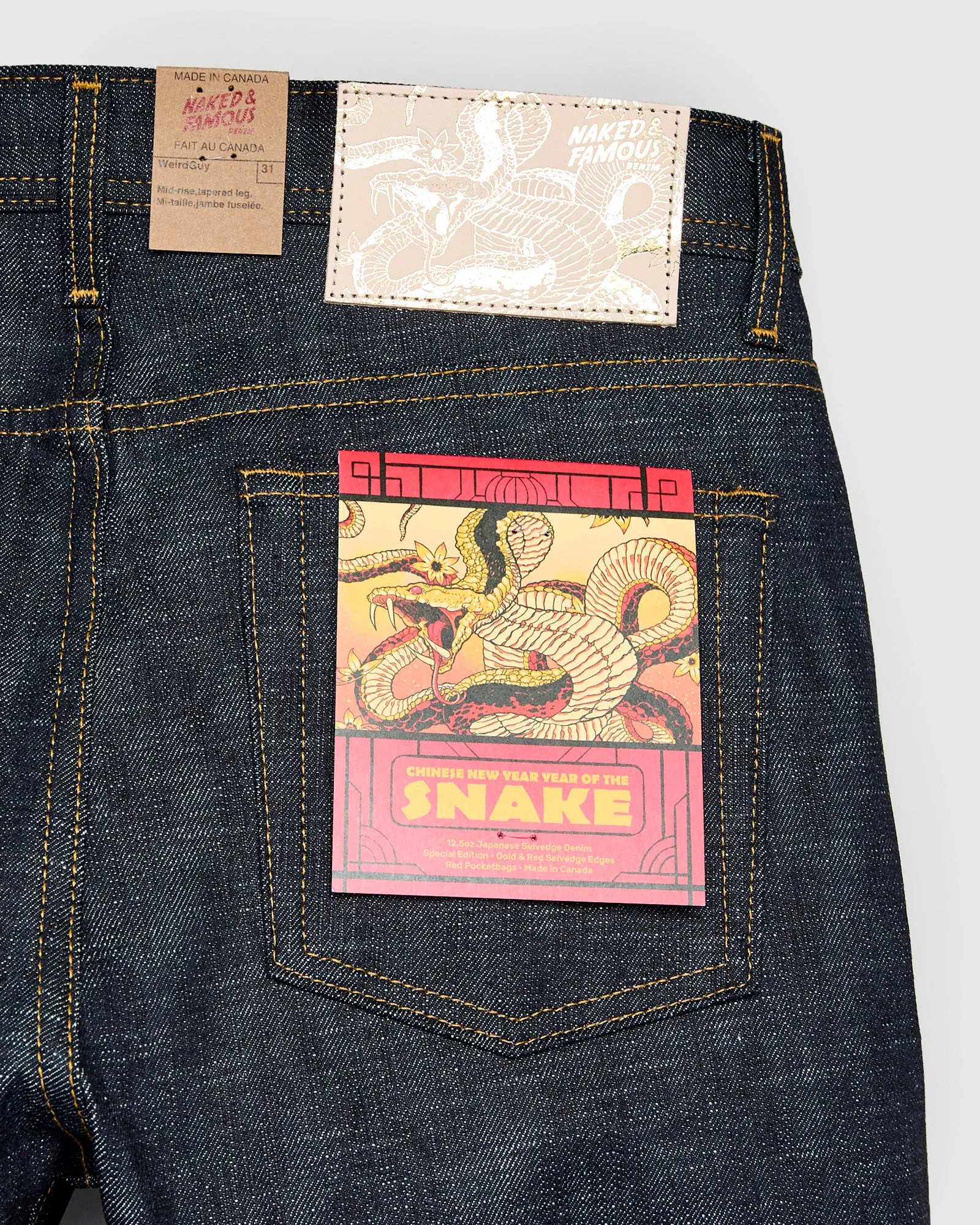 "Chinese New Year Snake" 12.5oz Selvedge Denim - Weird Guy Fit