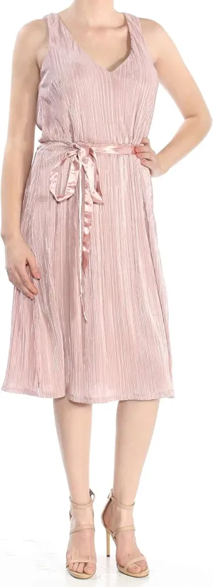 RACHEL Rachel Roy Women's Sleeveless Metallic Pleated Knit Midi Dress