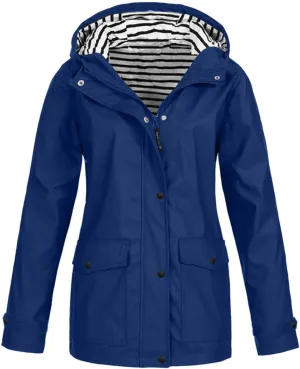 Raincoat for Women Hooded Raincoat Windproof Waterproof Active Outdoor Rain lightweight Jacket