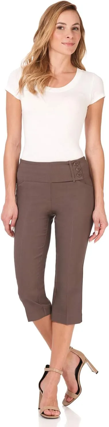 Rekucci Women's Ease into Comfort Pull-On Capri with Back Lacing Detail