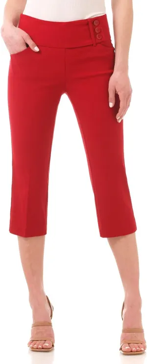 Rekucci Women's Ease into Comfort Pull-On Capri with Back Lacing Detail