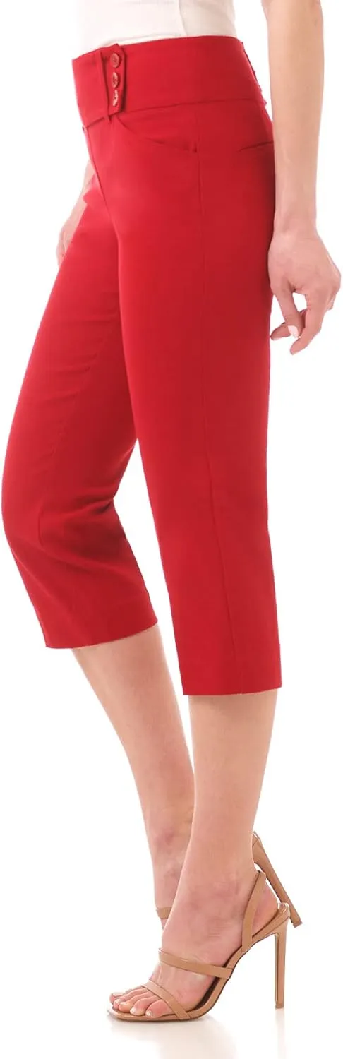 Rekucci Women's Ease into Comfort Pull-On Capri with Back Lacing Detail
