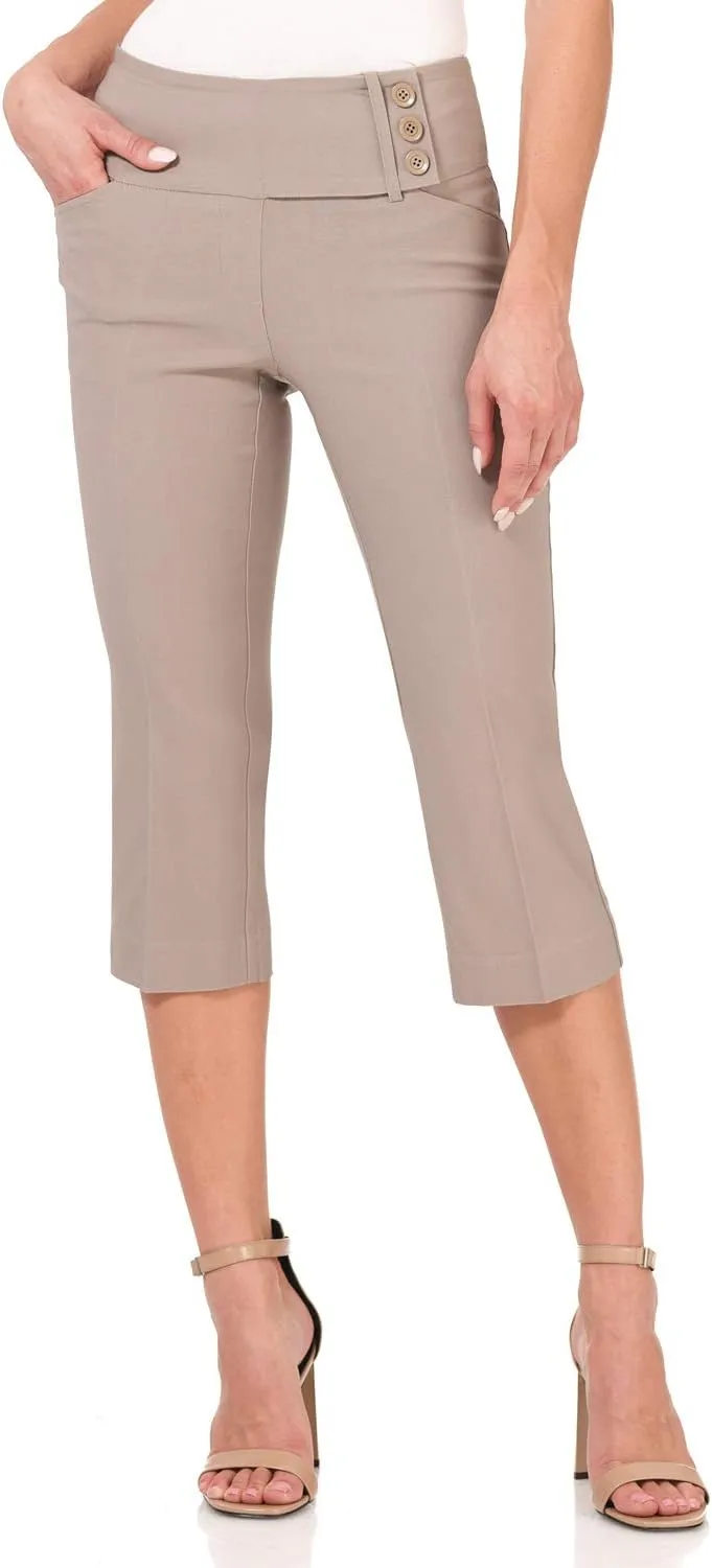 Rekucci Women's Ease into Comfort Pull-On Capri with Back Lacing Detail