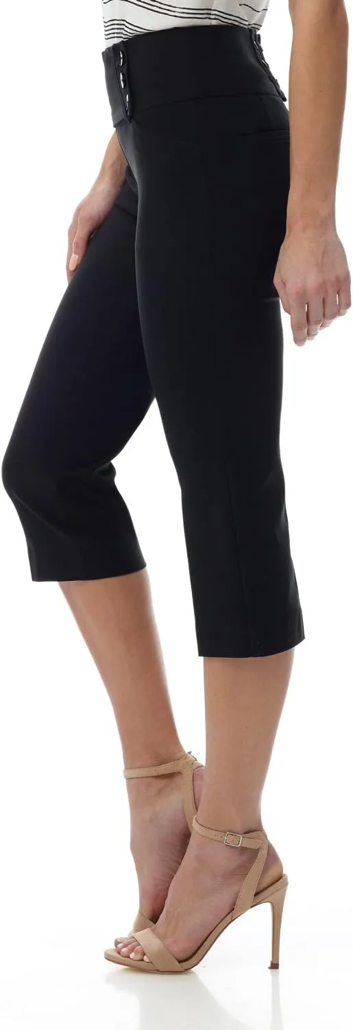 Rekucci Women's Ease into Comfort Pull-On Capri with Back Lacing Detail