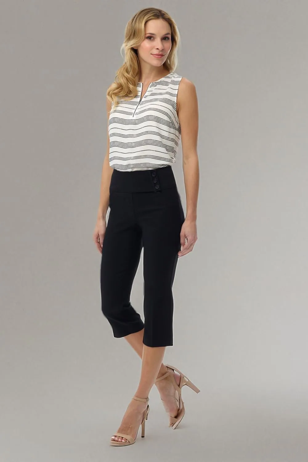 Rekucci Women's Ease into Comfort Pull-On Capri with Back Lacing Detail