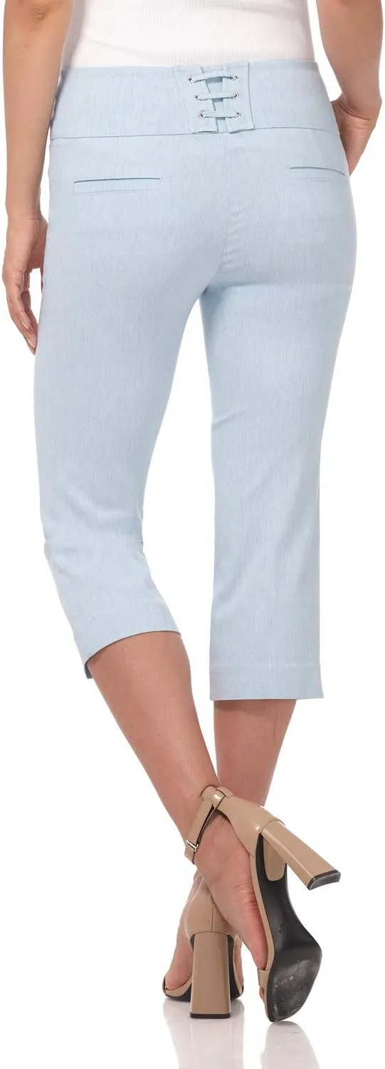 Rekucci Women's Ease into Comfort Pull-On Capri with Back Lacing Detail
