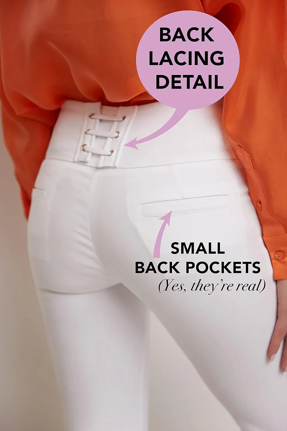 Rekucci Women's Ease into Comfort Pull-On Capri with Back Lacing Detail
