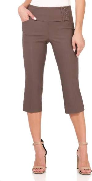 Rekucci Women's Ease into Comfort Pull-On Capri with Back Lacing Detail