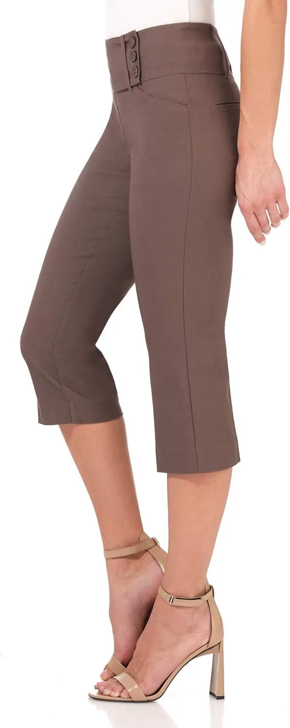 Rekucci Women's Ease into Comfort Pull-On Capri with Back Lacing Detail