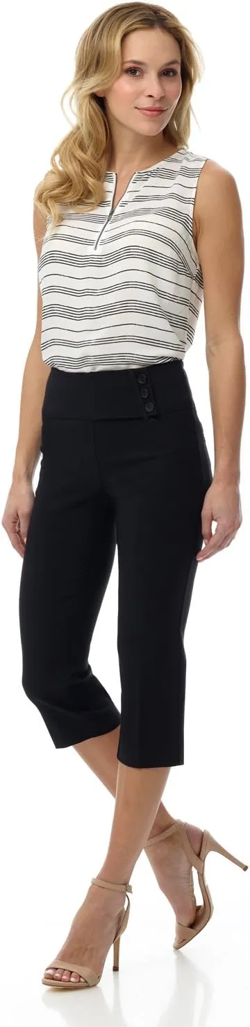Rekucci Women's Ease into Comfort Pull-On Capri with Back Lacing Detail