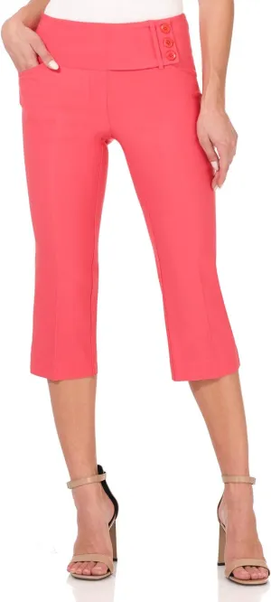 Rekucci Women's Ease into Comfort Pull-On Capri with Back Lacing Detail