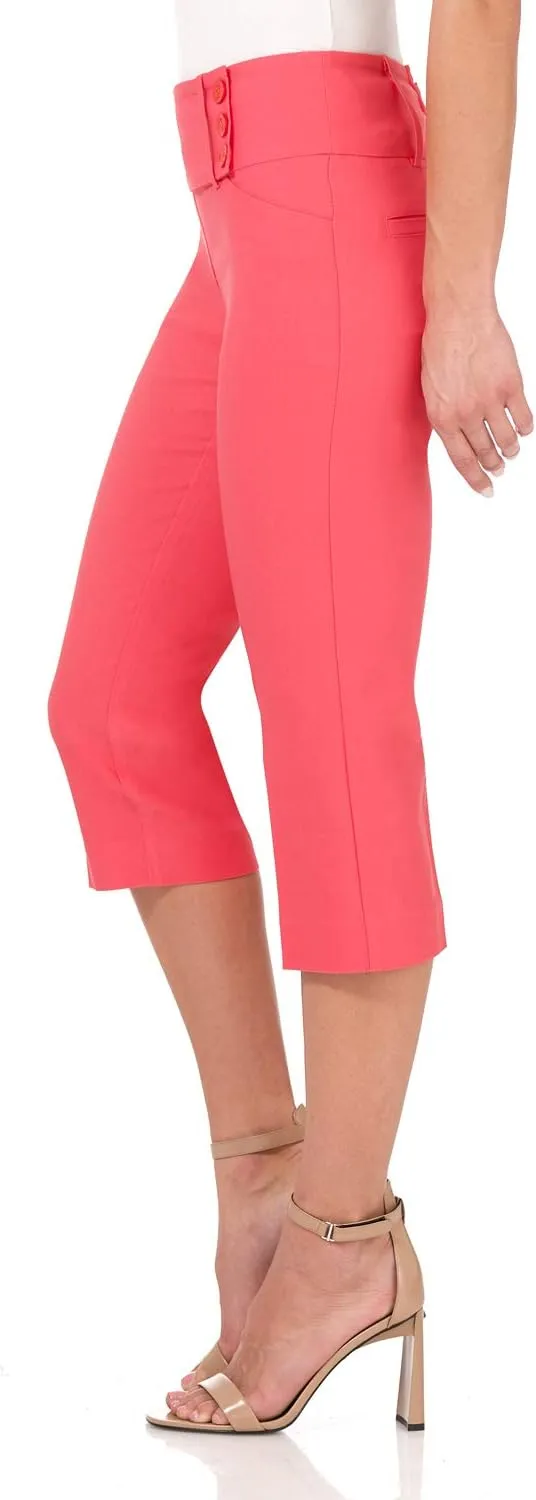 Rekucci Women's Ease into Comfort Pull-On Capri with Back Lacing Detail