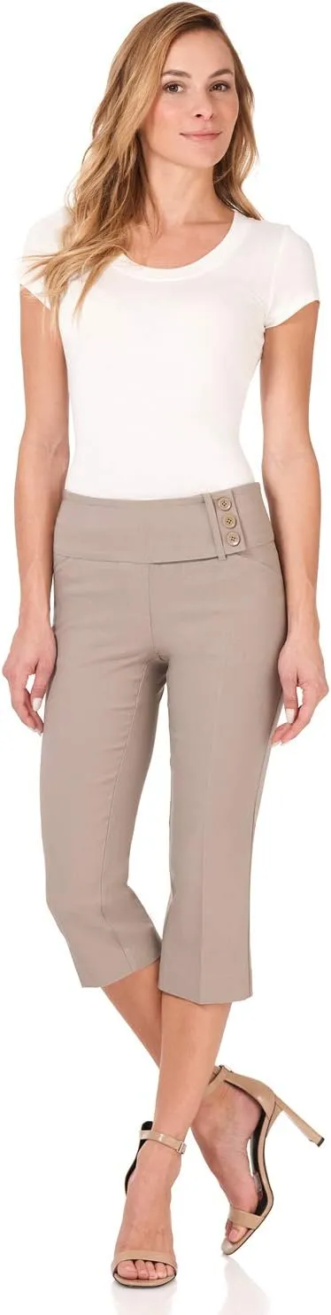 Rekucci Women's Ease into Comfort Pull-On Capri with Back Lacing Detail
